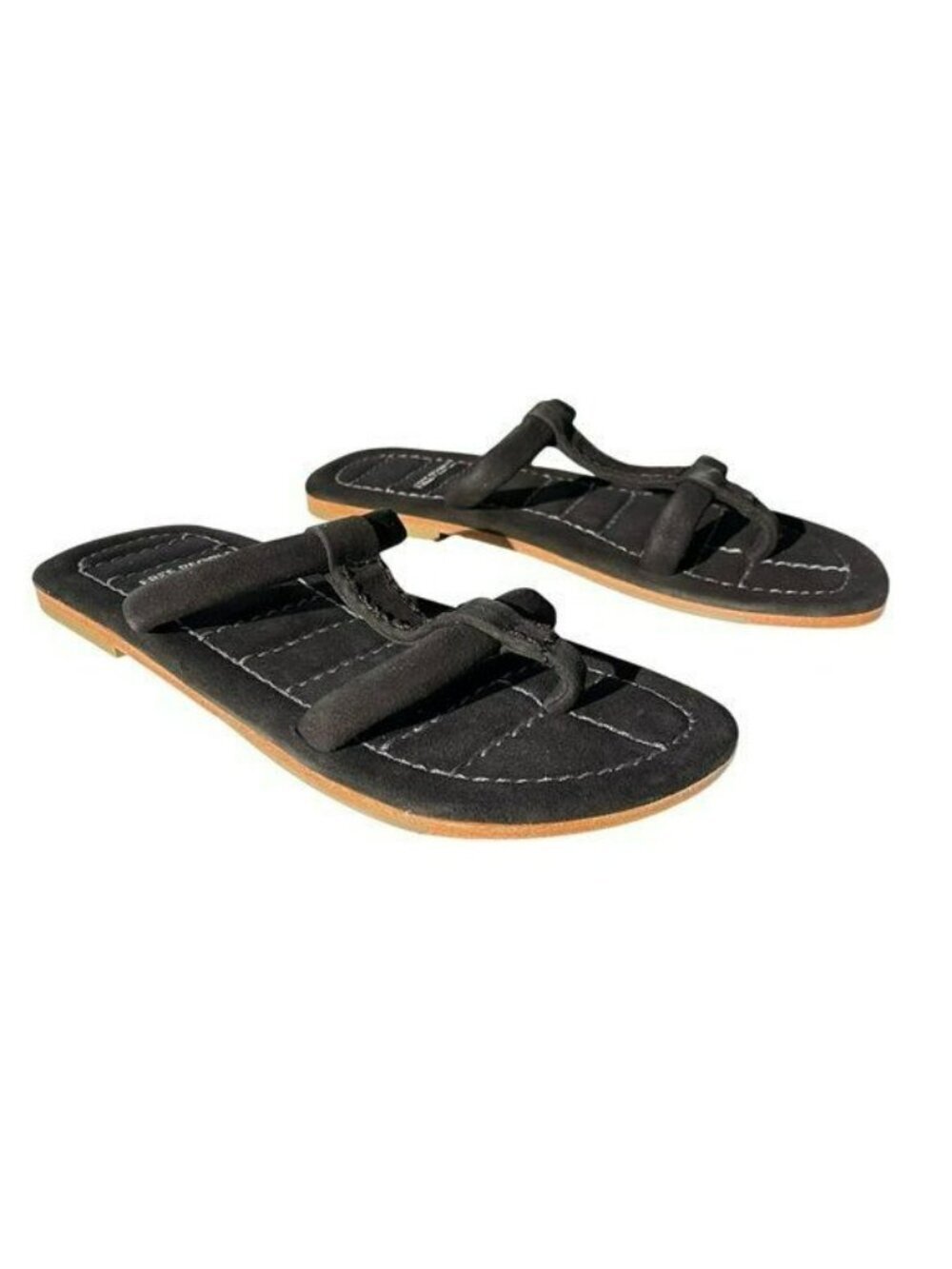 Free People Hadden Black Suede Strappy Slip On Sandals Size 9 NEW
